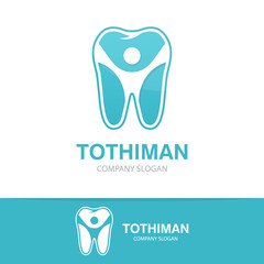 Vector logo combination of a tooth  and man