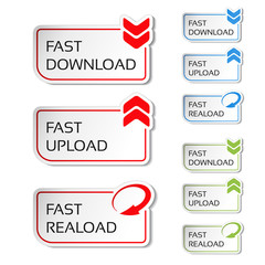 Vector buttons with arrow - fast download, reload, upload