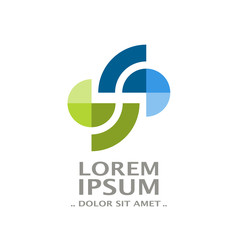 Vector abstract circular symbol on white background, blue green color