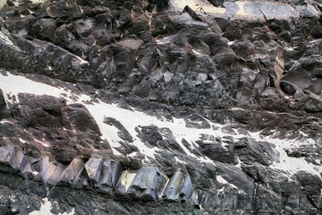 The texture of the rock breaking