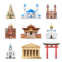 Cathedrals, churches and mosques building set
