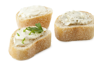 slices of bread with herb butter