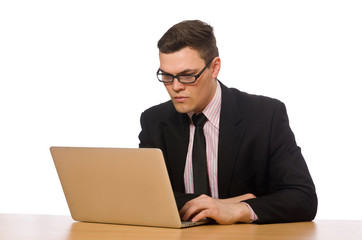 Young businessman isolated on the white