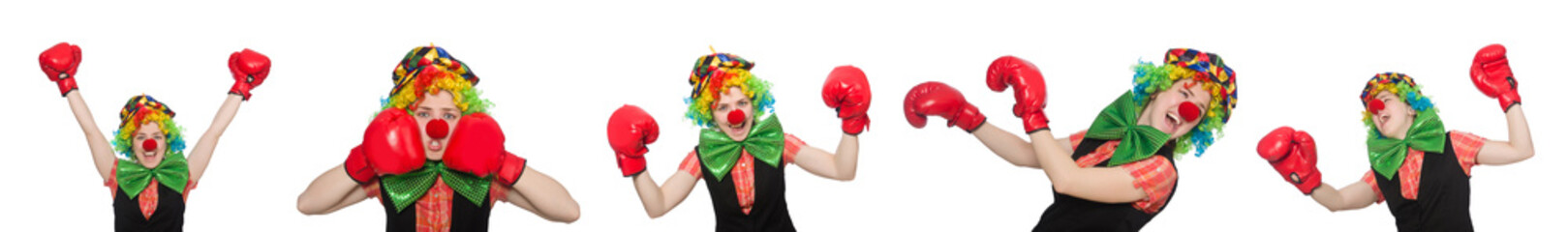 Clown in various poses isolated on white