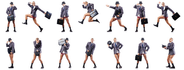 Composite photo of naked businessman on white