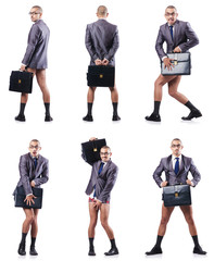 Composite photo of naked businessman on white