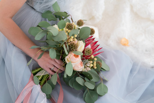 wedding boho bouquet with eucalyptus