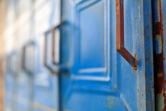Blue metallic doors. Mekelle-Ethiopia. 0456