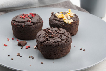 Chocolate muffins with different topping