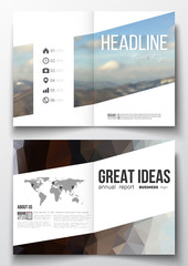 Set of business templates for brochure, magazine, flyer, booklet or annual report. Abstract colorful polygonal backdrop, blurred background, natural landscape, modern stylish triangle vector texture