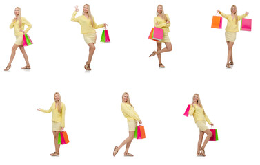 Fototapeta na wymiar Collage of woman with shopping bags