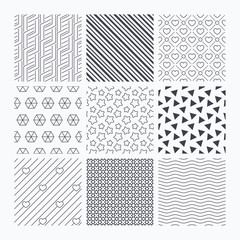 Stars, diagonal lines and hearts textures.