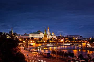 Fototapeta na wymiar Moscow Kremlin panorama night view