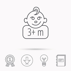 Baby face icon. Newborn child sign.