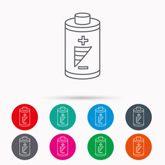 Battery icon. Electrical power sign.