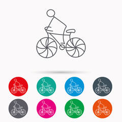 Biking sport icon. Bicycle race sign.