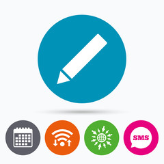 Pencil sign icon. Edit content button.