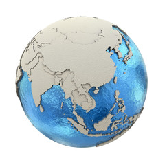 Southeast Asia on model of planet Earth