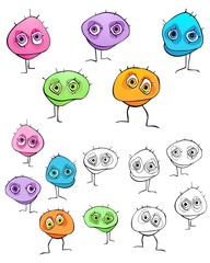 Obraz premium Whimsical little creatures in rainbow colors.