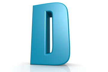 Isolated blue D alphabet with white background