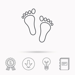 Baby footprints icon. Child feet sign.