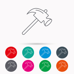 Hammer icon. Repair or fix sign.