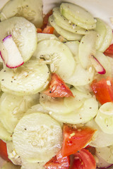summer salad with cucumber and tomato