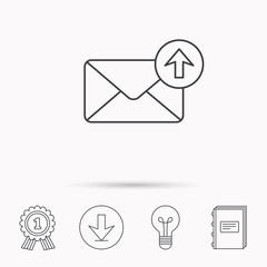 Mail outbox icon. Email message sign.