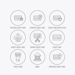 Bank credit card icons. Banking signs.