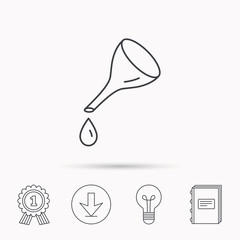 Oil change service icon. Fuel can with drop sign