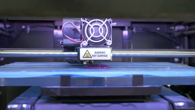 Printing with Plastic Wire Filament on 3D Printer, dolly shot