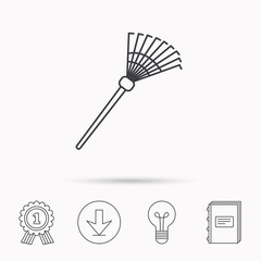 Rake icon. Gardening equipment sign.