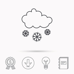 Snow icon. Snowflakes with cloud sign.