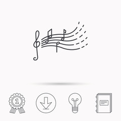 Songs for kids icon. Musical notes, melody sign.