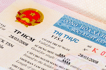 Vietnam visa in passport