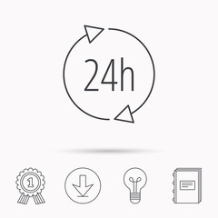 24 hours icon. Customer service sign.