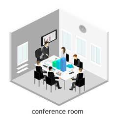 Business meeting in an office Business presentation meeting in an office around a table.