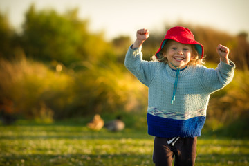child running at sunset