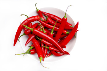 Red Chilli Peppers with Green Stems