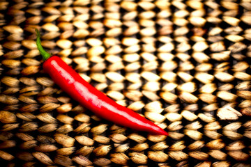 Red Pepper on a Patterned Surface