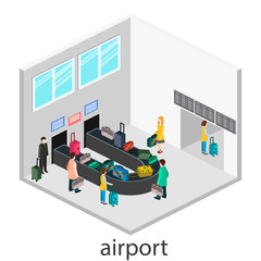 Isometric gesign of receipt of baggage.  Baggage carousel