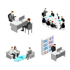 Flat 3d web isometric office meeting room