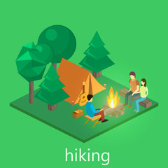Isometric landscape for camping