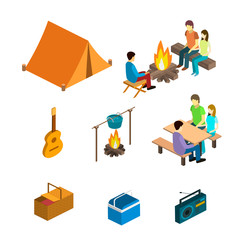 Isometric landscape for camping