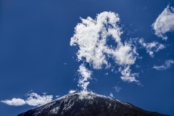 The top of the mount Kilimanjaro as seen from the ground (Tanzania)