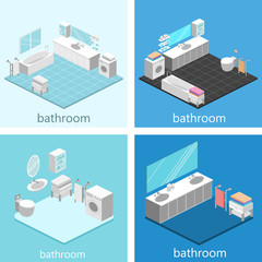 Isometric interior of bathroom