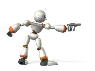 ハンドガンを構えるロボット