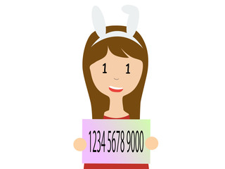 Flat vector illustration of a young woman holding Japanese my number card. My number is a social security number in Japan started in 2015.