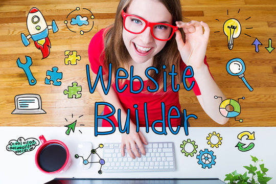 Website Builder concept with young woman
