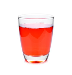 strawberry juice in glass isolated on white background